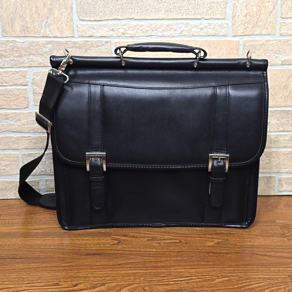 McKlein Flournoy Double Buckle Briefcase Laptop Case Leather